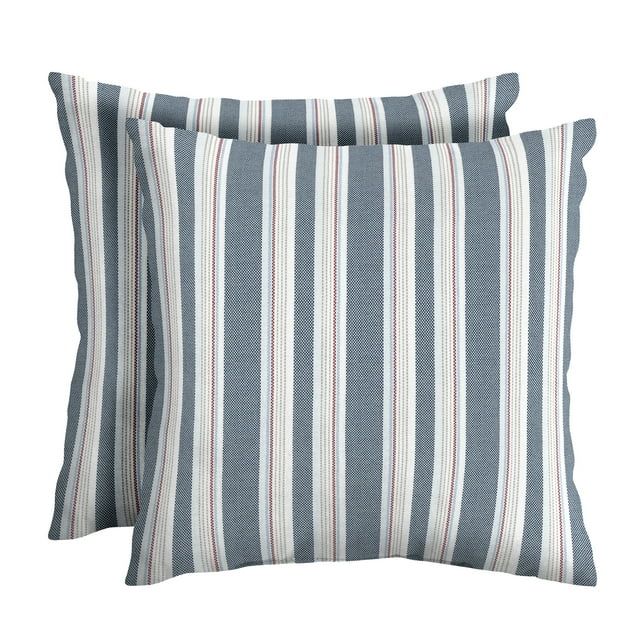 Arden Selections Oceantex Outdoor Toss Pillow 18 x 18, 2 Pack 18 x 18, Ocean Blue Stripe | Walmart (US)