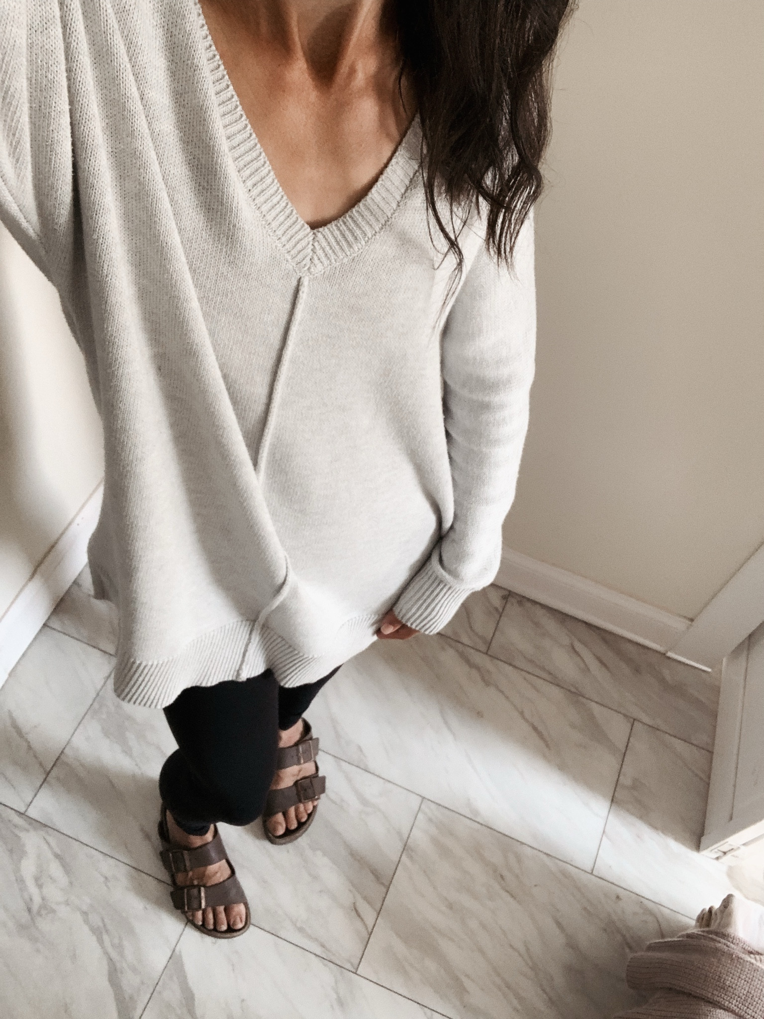 Sweater 
Leggings 
Sandals 
Coastal Vacation Outfits 🌊 
#outfitidea 

#LTKTravel #LTKStyleTip #LTKSeasonal