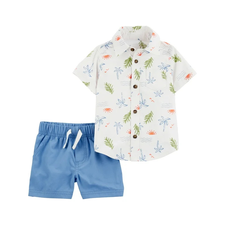 Carter's Child of Mine Baby Boy Cotton Shirt and Shorts Set, 2-Piece, Sizes 0/3M-24M | Walmart (US)