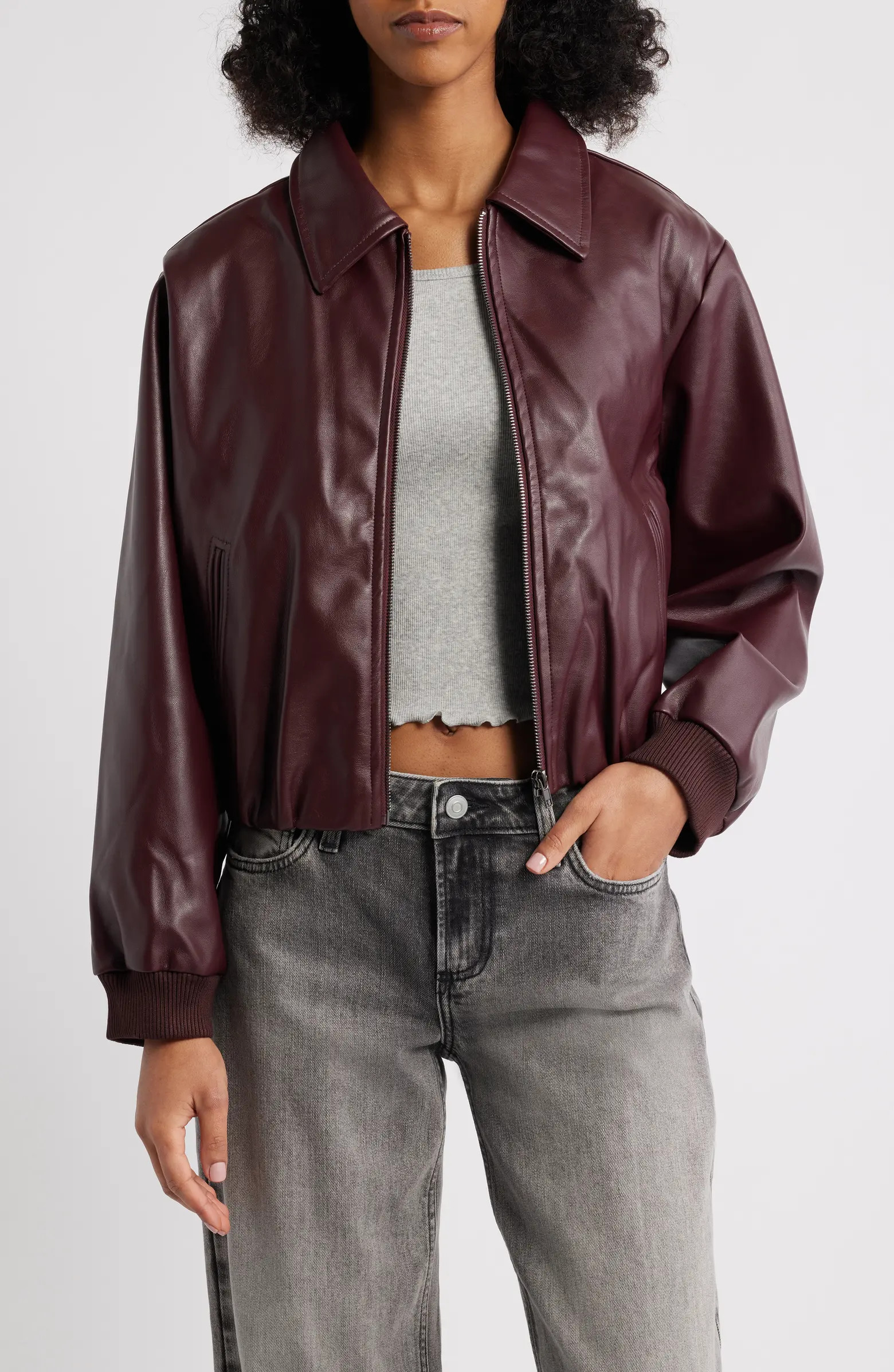 All in Favor Faux Leather Bomber Jacket | Nordstrom | Nordstrom
