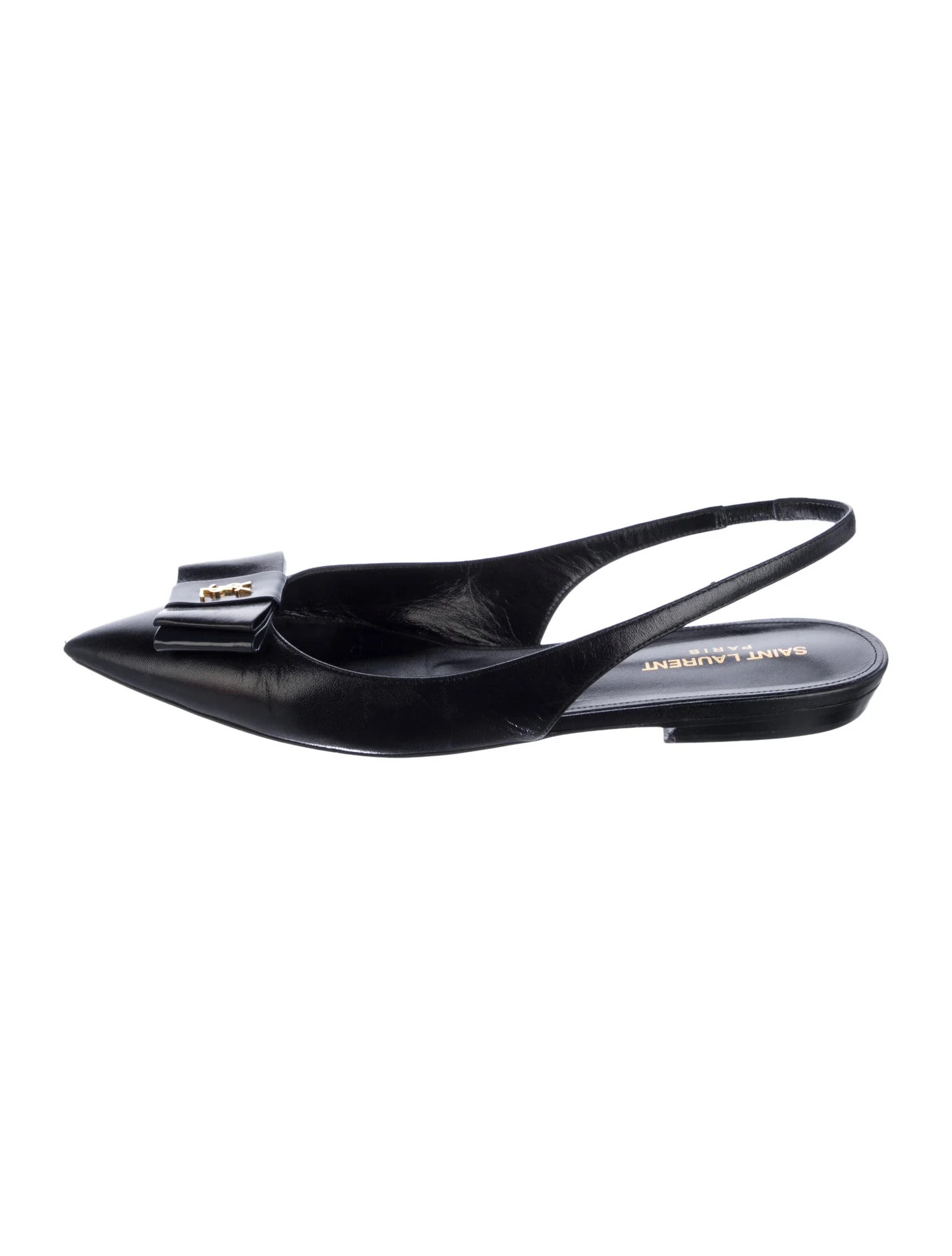 Leather Bow Accents Slingback Flats | The RealReal