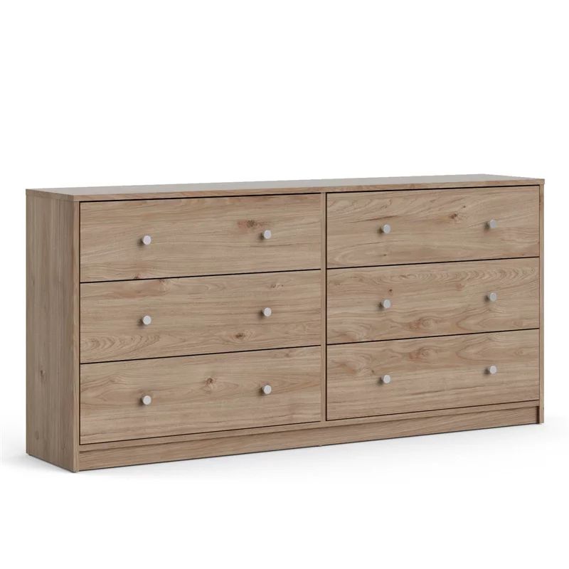 Pemberly Row Contemporary 6 Drawer Double Dresser in Jackson Hickory | Walmart (US)