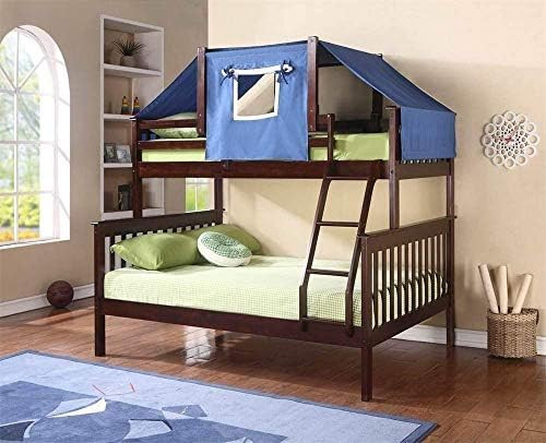 Donco Kids Mission Bunk Bed with Blue Tent, Twin/Full, Dark Cappuccino | Amazon (US)
