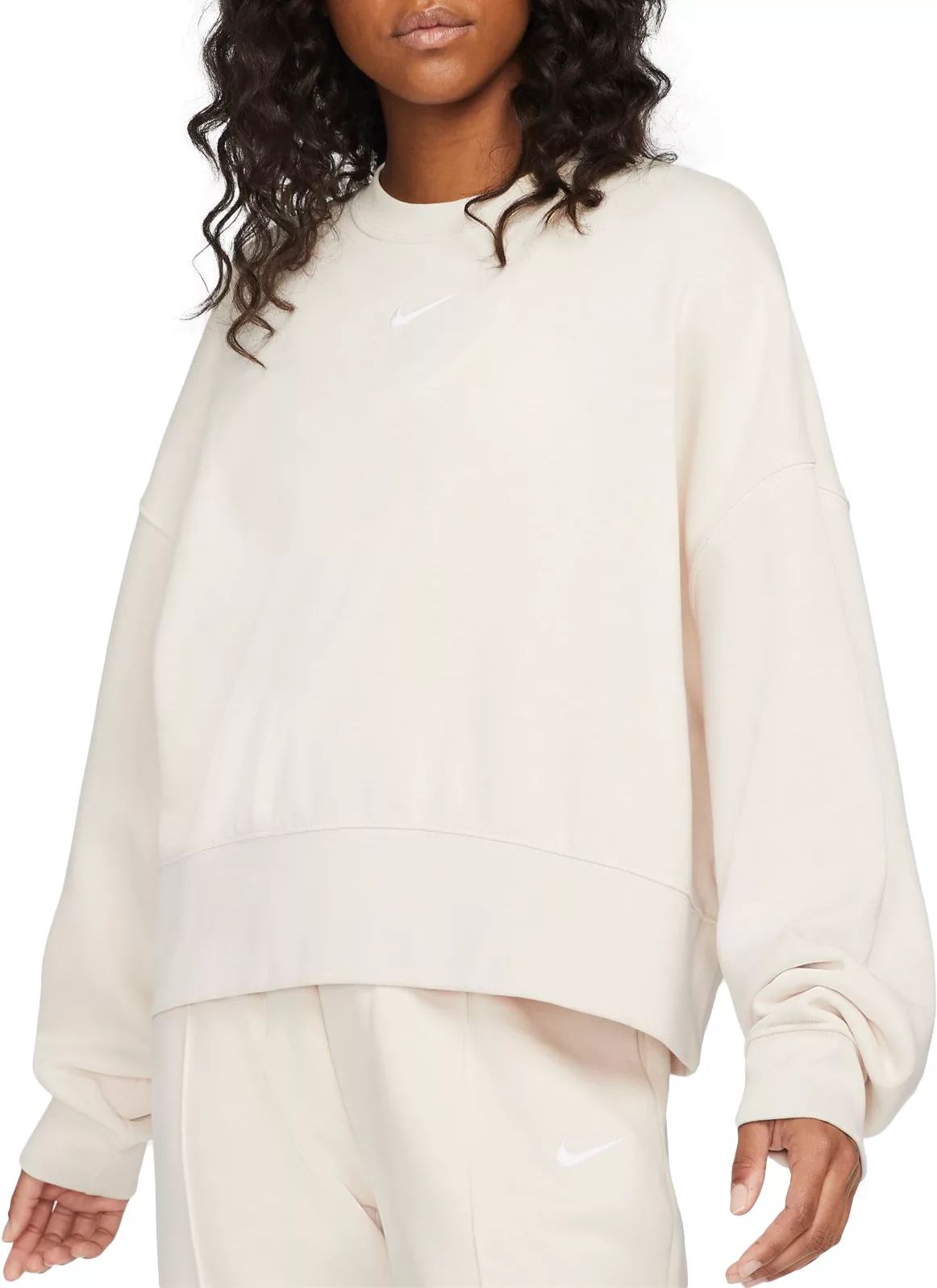 Nike Women's Sportswear Essentials Oversized Fleece Crewneck Sweatshirt, Small, Pearl White | Dick's Sporting Goods