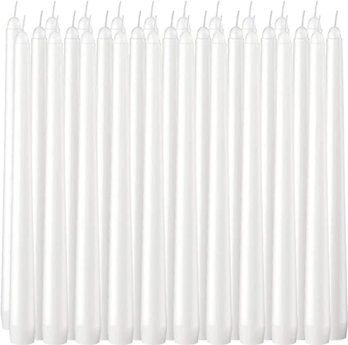 30 Pack Tall Taper Candles - 10 Inch White Dripless, Unscented Dinner Candle - Paraffin Wax with ... | Amazon (US)