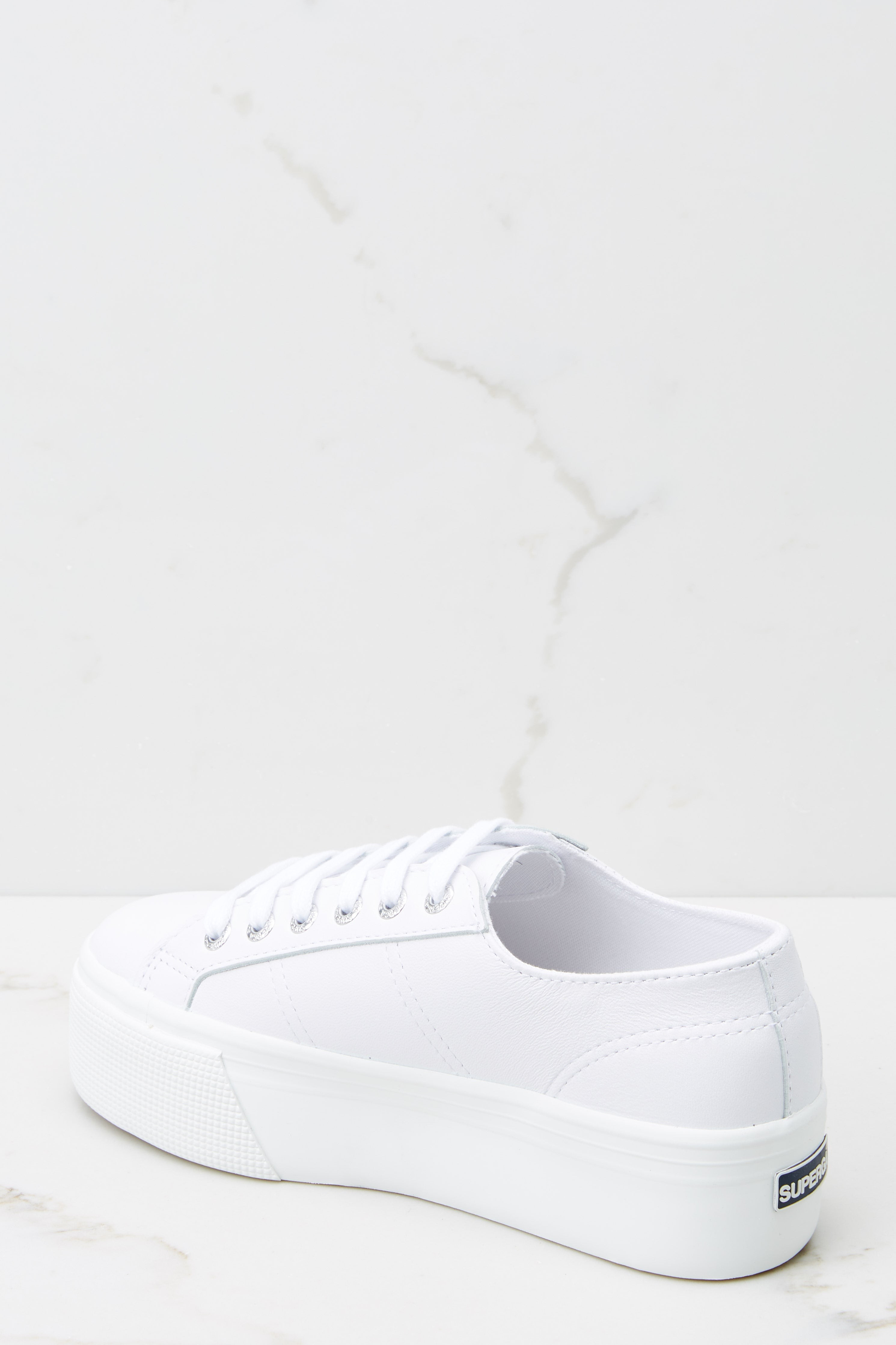 2790 Nappa White Leather Platform Sneakers | Red Dress 