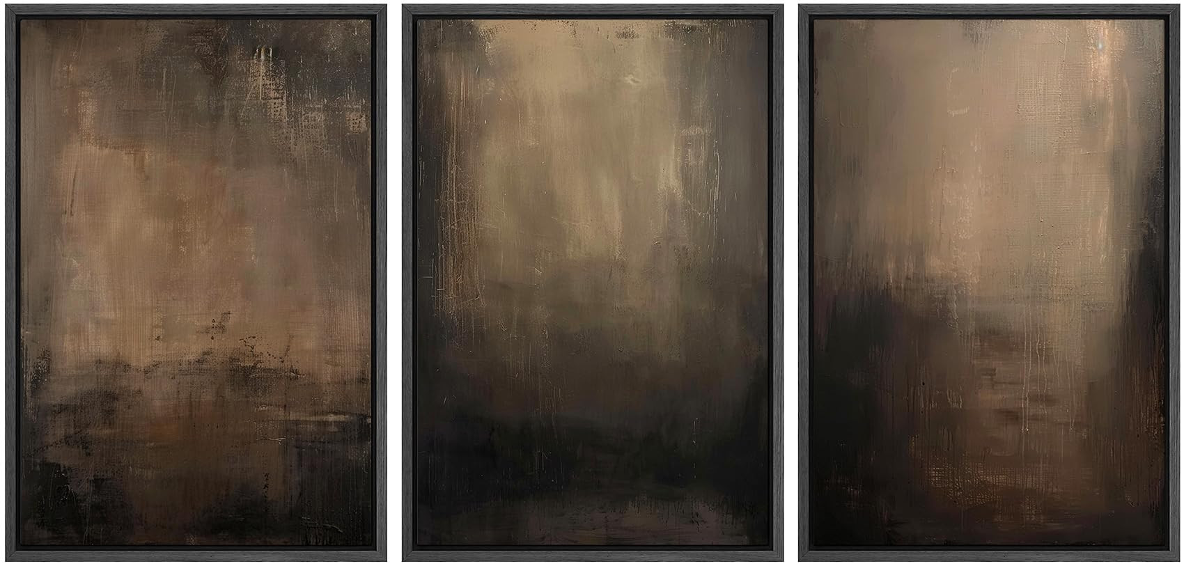 SIGNFORD Framed Canvas Print Wall Art Set Abstract Earthy in Deep Brown and Beige Tones Modern Ar... | Amazon (US)
