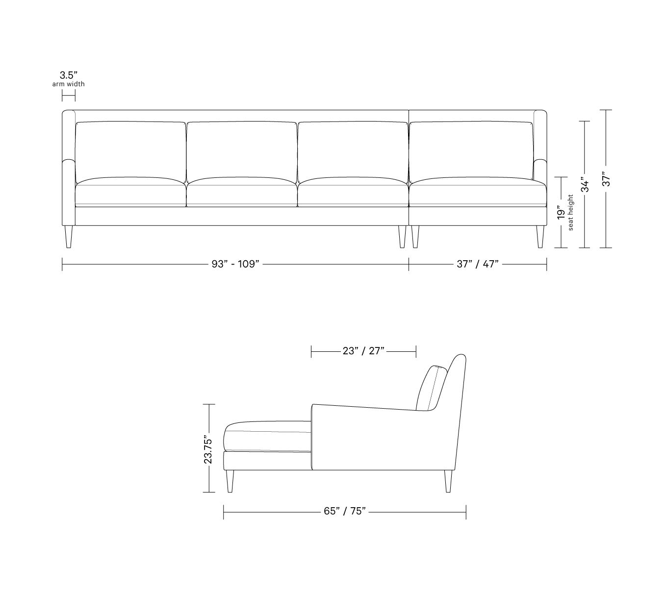 Lennox 4-Seat  Chaise Sectional | Interior Define