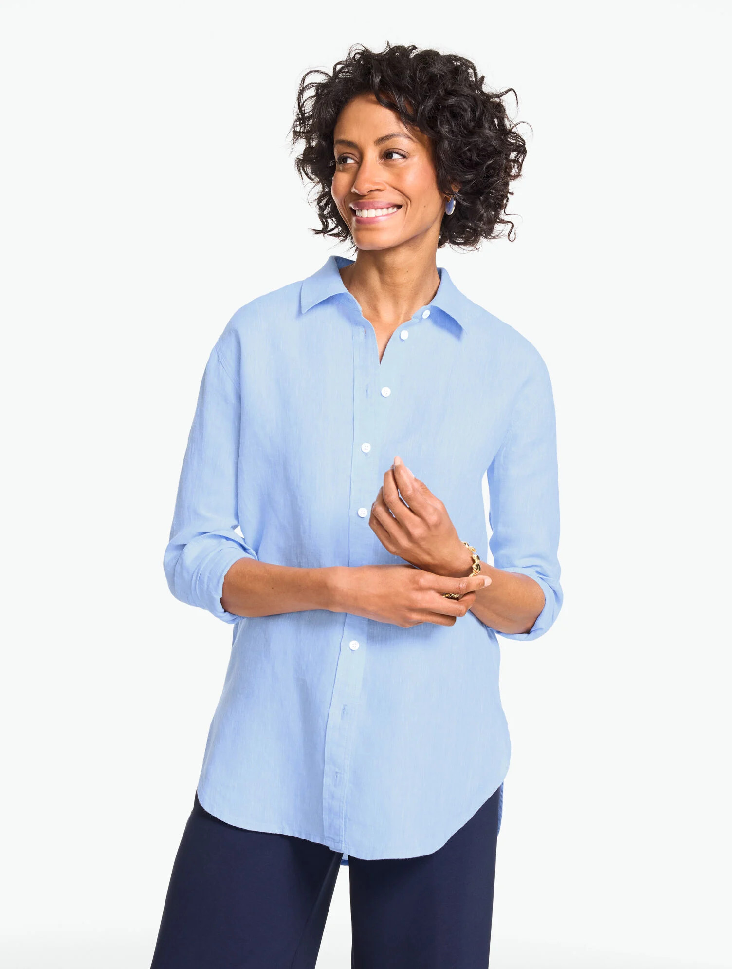 Linen Everyday Relaxed Shirt - Cross Dye | Talbots