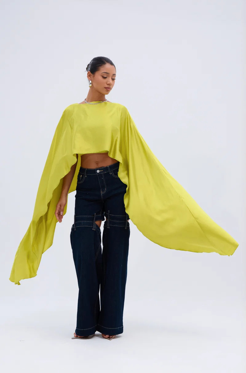 COCKTAIL HOUR BLOUSE IN CHARTREUSE | AKIRA