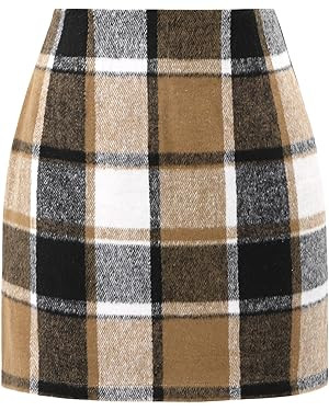 onlypuff Plaid Skirts for Women High Waisted Mini Skirts Ladies Fall Fashion Outfits Bodycon Abov... | Amazon (US)