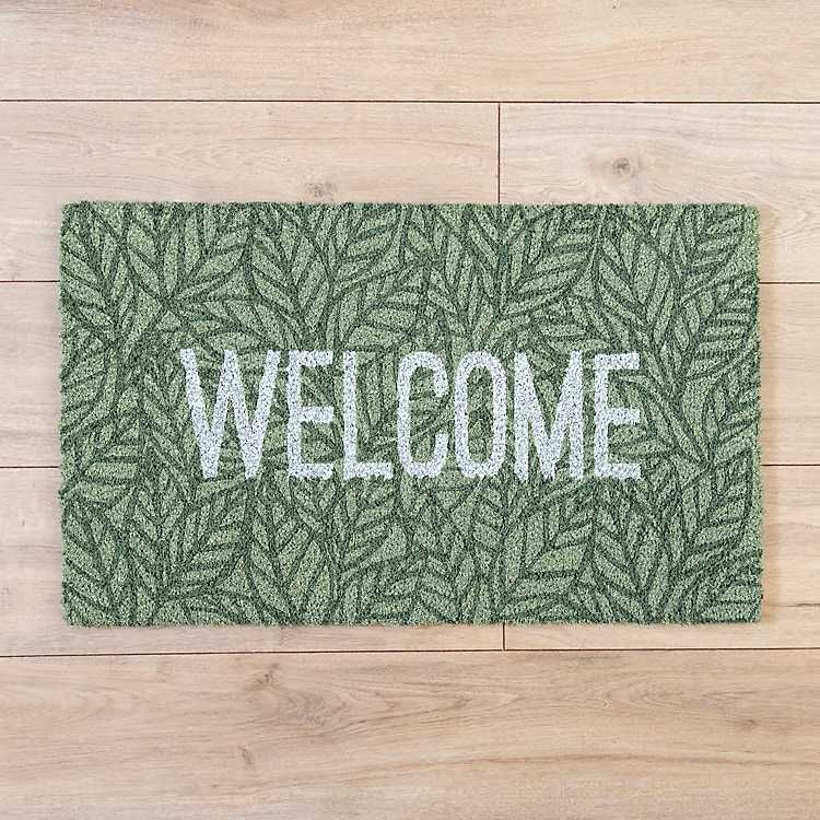 Green Welcome Leaves Doormat | Kirkland's Home