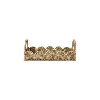 HOUSEHOLD ESSENTIALS Brown Natural Seagrass Rectangle Tray with Scalloped Edge ML-6670 - The Home... | The Home Depot