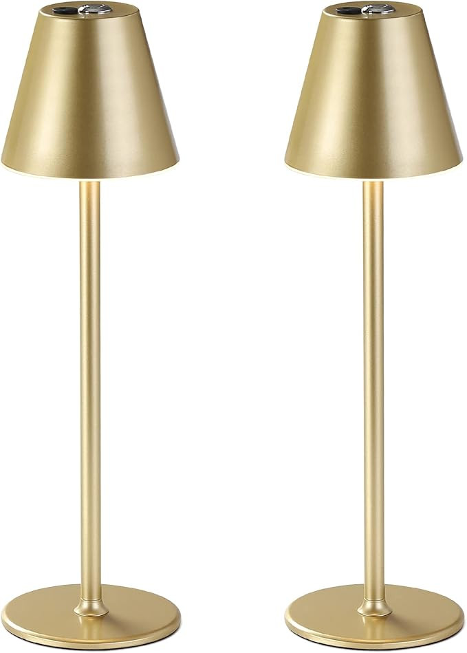 2Pack LED CordlessTable Lamp,4000mAh Rechargeable Battery Desk lamp,3 Level Brightness Night Ligh... | Amazon (US)