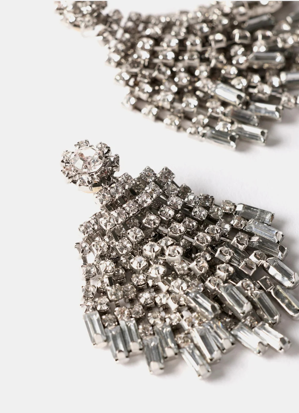 Silver Tone Statement Crystal Earrings | Mint Velvet