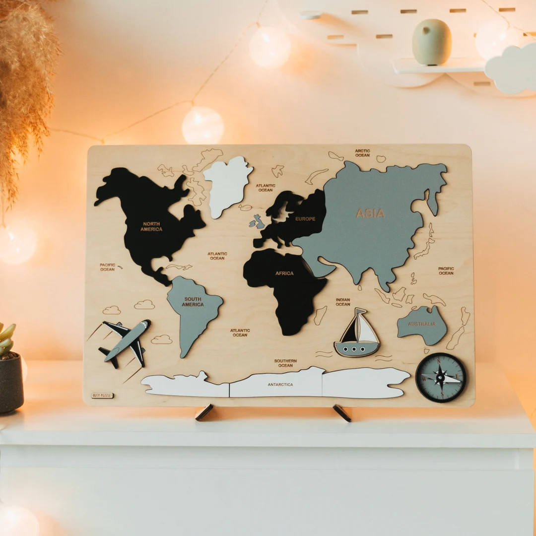 World Map Puzzle, Educational Wooden Toys, 3 Years Old Boy, Montessori Board, Learning Geography,... | Etsy (CAD)