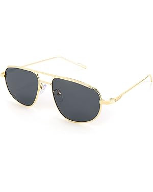 FEISEDY Retro Trendy Aviator Sunglasses Women Men 90s Small Vintage Glasses Stylish Gold Metal Ov... | Amazon (US)