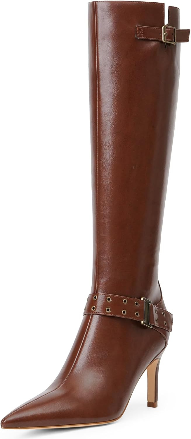 Knee High Boots Women Pointed Toe Stiletto Heel Tall Boots Fall Long Boots | Amazon (US)