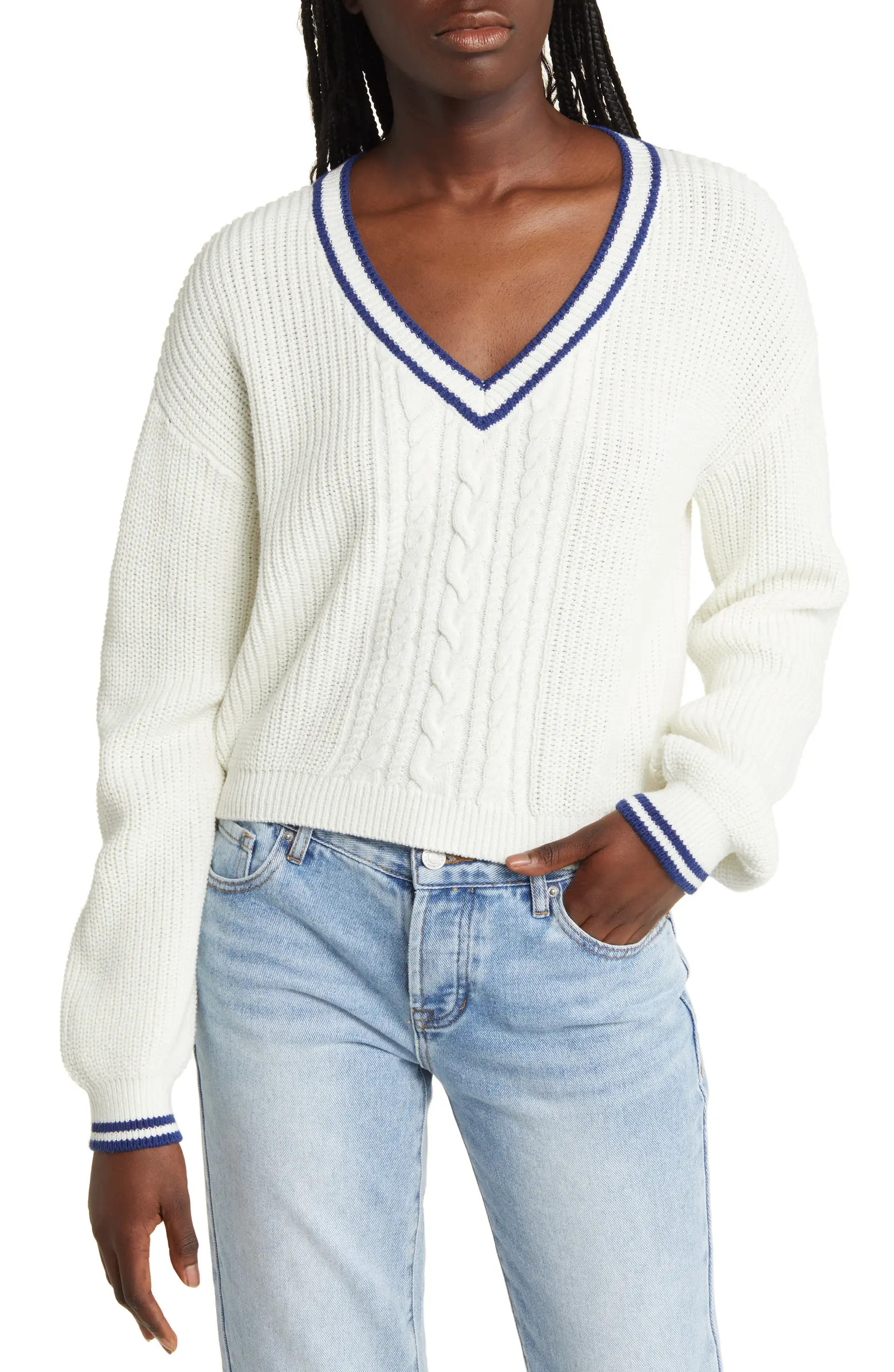 Balloon Sleeve Cable Knit Sweater | Nordstrom