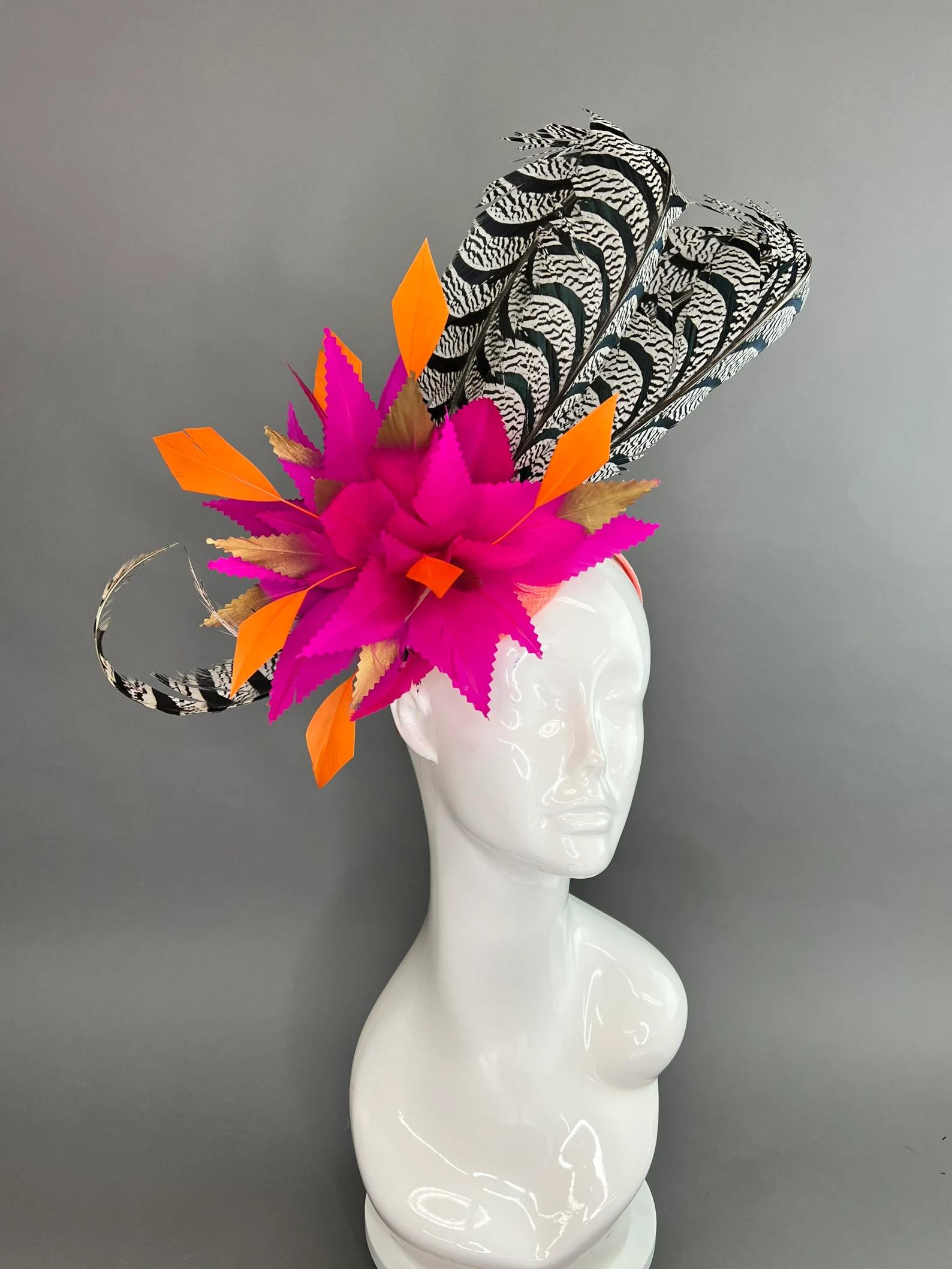 Fuschia and Orange Fascinator, Womens Tea Party Hat, Church Hat, Derby Hat, Fancy Hat, Bacheloret... | Etsy (US)