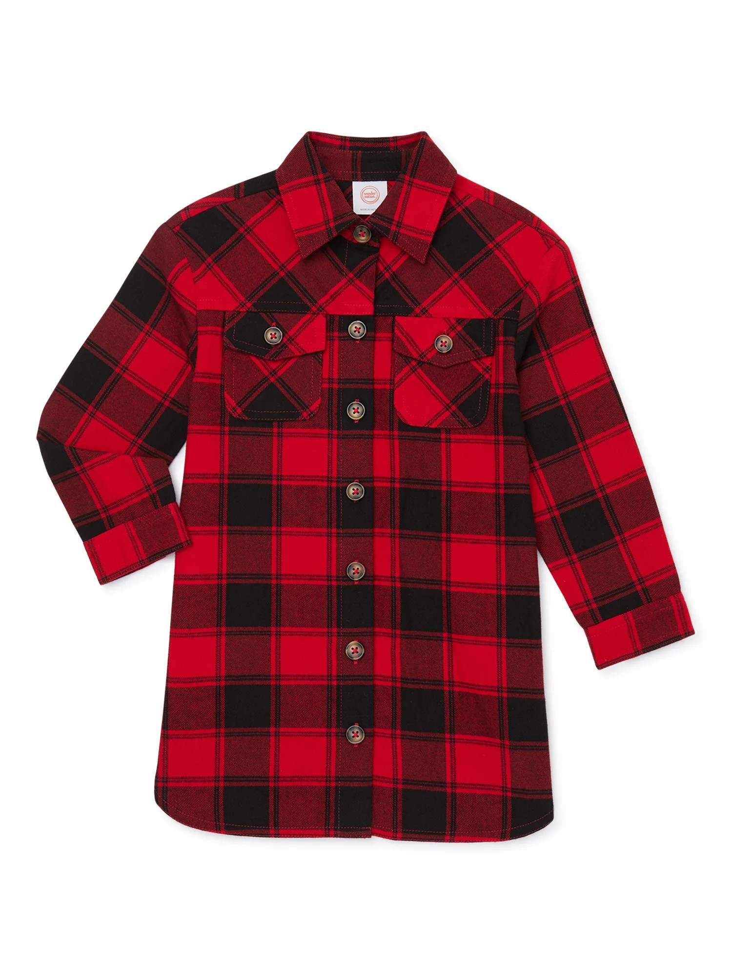 Wonder Nation Toddler Girls Flannel Dress, Sizes 12M-5T | Walmart (US)