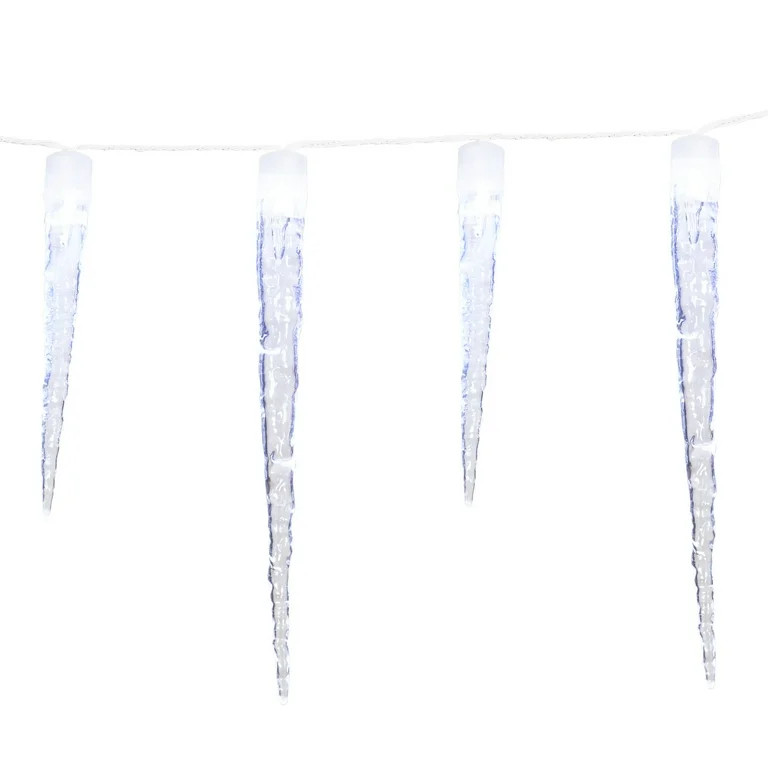 Luces de Carámbano de Cristal LED de 8 Funciones para Interior/exterior, Blanco Frío, 9', Holid... | Walmart (US)