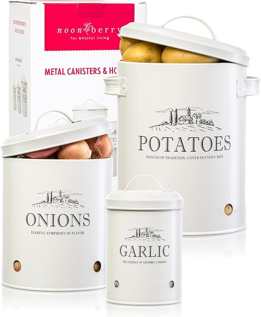 Potato and Onion Storage Bin Set – 3-Piece Ventilated Potato Storage Bin, Onion Storage Contain... | Amazon (US)