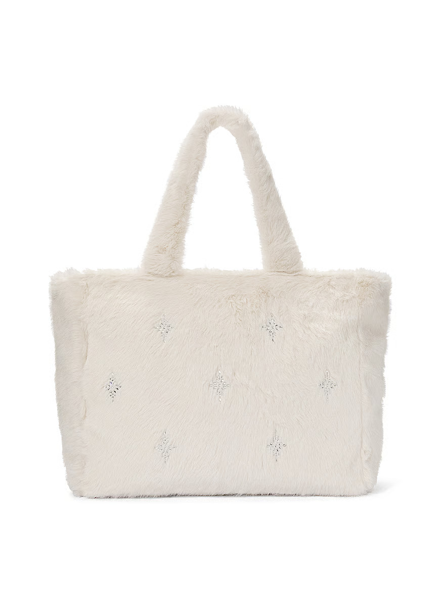Buy Cozy Faux Fur Sparkle Tote, Swan Fur - Order Bags online - Victoria's Secret US | Victoria's Secret (US / CA )