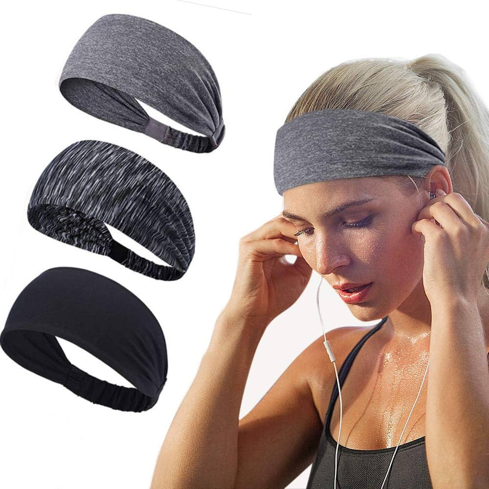 Workout Headbands for Women Men Sweatband Yoga Sweat Bands Elastic Wide Headbands for Sports Fitn... | Amazon (US)