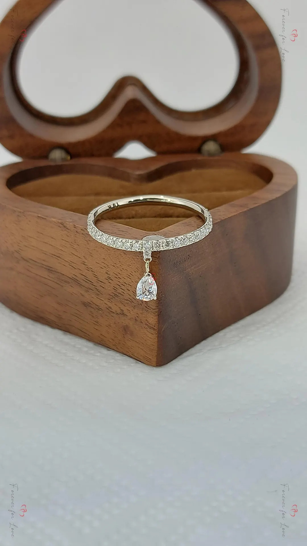Pear Cut Lab Grown Diamond Ring - 14k Yellow Gold Dangle Charm | Etsy (US)
