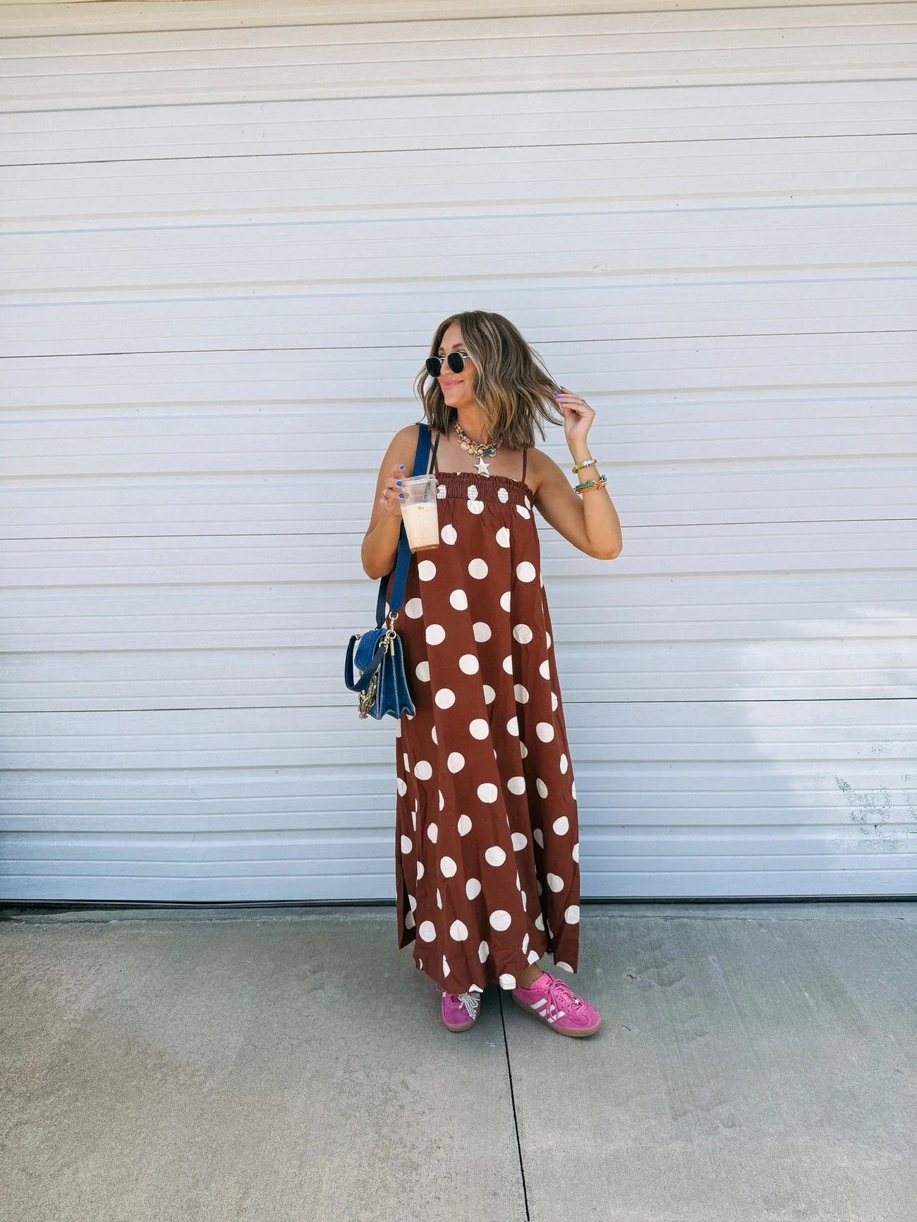 polka dot party dress - brown | Etta+East