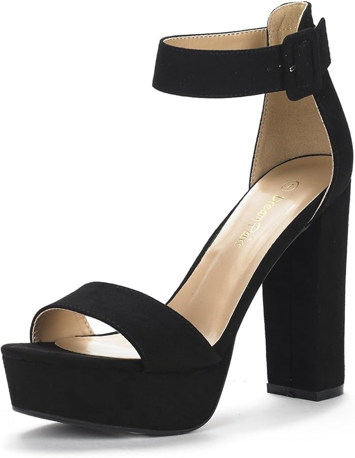 Amazon.com | DREAM PAIRS Womens Hi-Lo High Heel Platform Pump Sandal Black/Suede - 8 | Heeled San... | Amazon (US)
