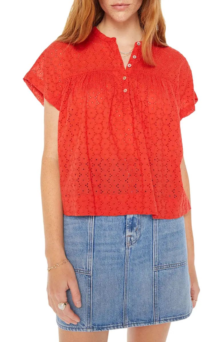 MOTHER The Pop Your Top Cotton Eyelet Top | Nordstrom | Nordstrom
