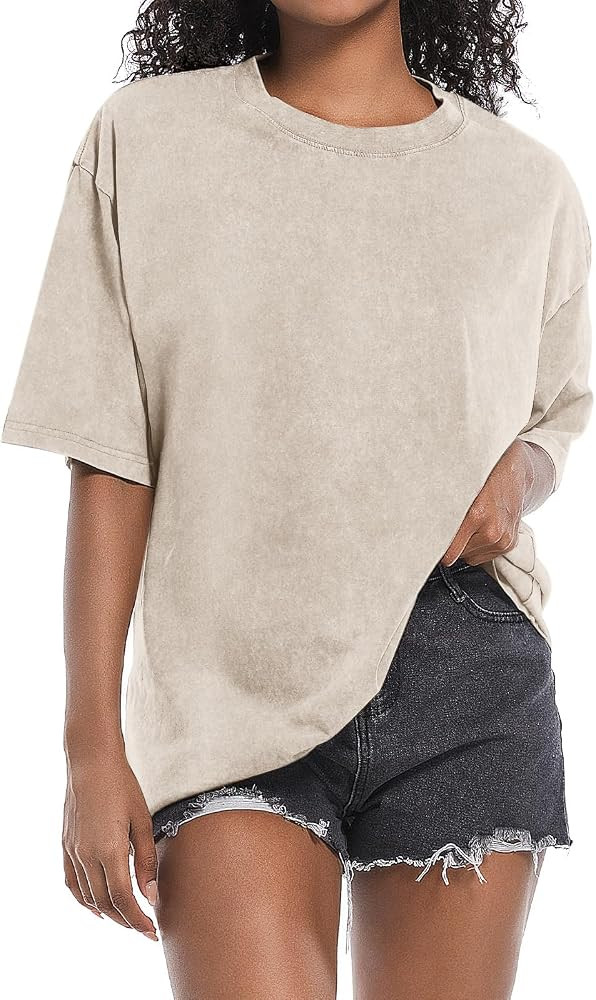 BINTEHGS Oversized Grunge Vintage t Shirts for Women Short Sleeve Cotton Casual Baggy Tees Teens ... | Amazon (US)