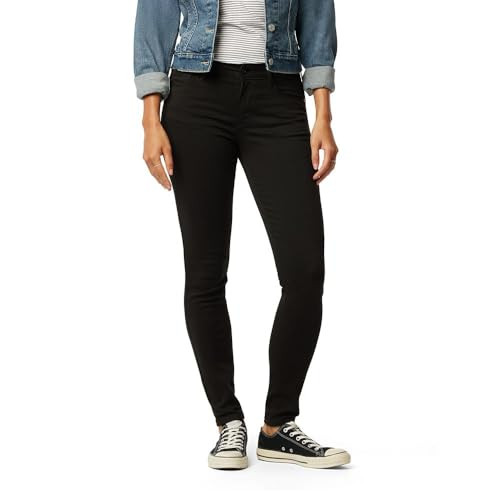 Levi Strauss Signature Gold Women's '03 Essential Mid-Rise Skinny Jeans Stretch Denim (Also Available in Plus), Noir, 10 Short | Amazon (US)