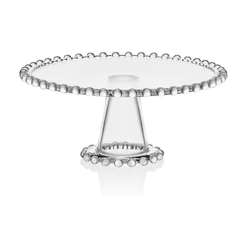 Fitz & Floyd Beaded Large Glass Cake Stand, 10.75 Inch Clear Glass Pedestal Cake Stand for Desserts, Appetizers, and Entertaining | Amazon (US)