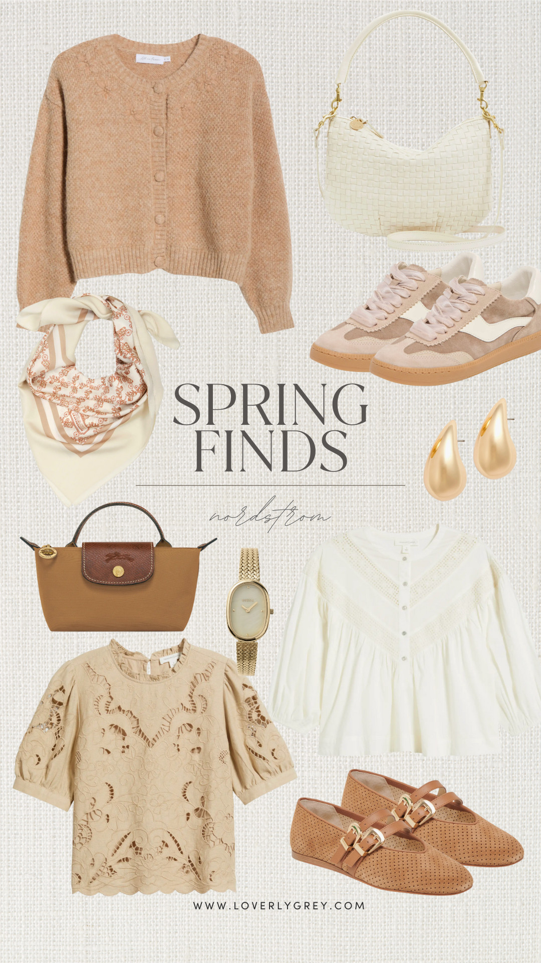 Neutral finds from Nordstrom that are perfect for spring! I love the eyelet detail on the bottom left top! Also, I have this Longchamp bag in a different color and use it all the time!

Loverly Grey, Nordstrom, spring outfit, spring top, ballet flats, longchamp, earrings, watch

 

 #LTKSeasonal