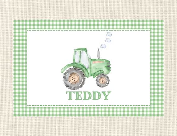 Personalized Tractor Watercolor Laminated Placemat | Etsy | Etsy (US)