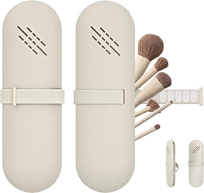 Travel Makeup Brush Holder,Make Up Organizer Bag Case,Cosmetic pouch,Toiletry Organizer,Silicon S... | Amazon (US)