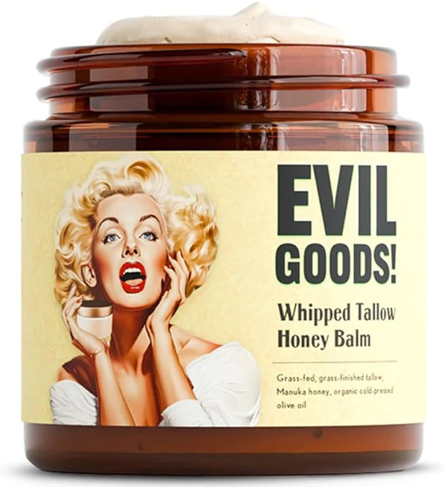 EVIL GOODS! Whipped Beef Tallow and Manuka Honey Balm, 4oz, Organic Face Cream, Moisturizer, Body... | Amazon (US)