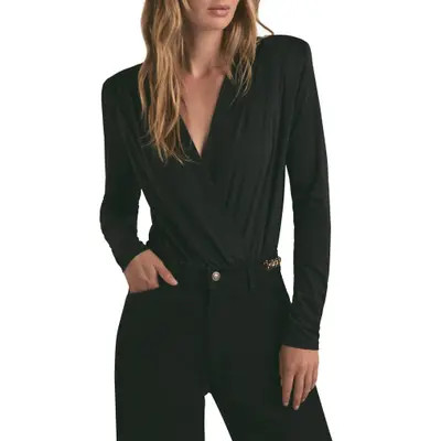 Favorite Daughter The Slinky Date Bodysuit in Black at Nordstrom, Size X-Large | Nordstrom