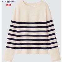 Women Ines de la Fressange 3D Knit Seamless Extra Fine Merino Striped Jumper | UNIQLO (UK)