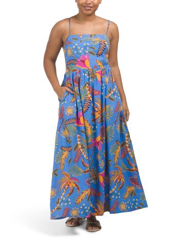 Linen Blend Square Neck Tropics Maxi Dress | Casual Dresses  | Marshalls | Marshalls