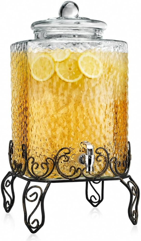 5 GALLON Drink dispenser, Glass Beverage Dispenser With Elegant Stand, Large Water Drink Dispense... | Amazon (US)