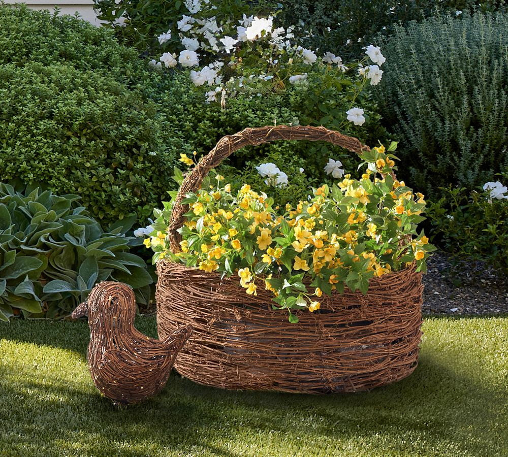 ValHome Lit Rattan Easter Collection Lit Basket Decor - 14" Woven Wicker Easter Basket with Warm ... | Walmart (US)