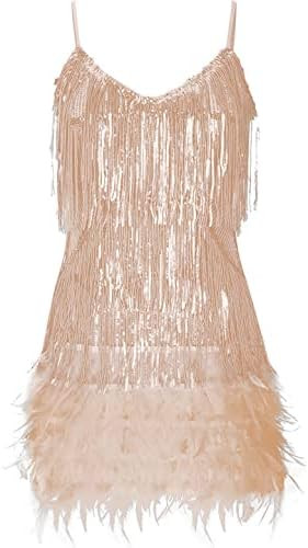 Women's Sequin Cocktail Dresses 1920s Flapper Dress Gatsby Fringe Mini Dresses Feather Prom Party... | Amazon (US)