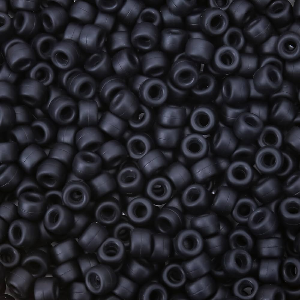 300PCs Silicone Pony Beads 6 * 9mm Silicone Kandi Beads for Bracelet Making, Black Colors Soft Fo... | Amazon (US)