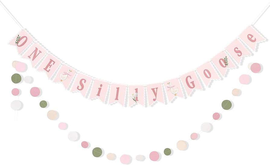 Silly Goose Princess 1st Birthday Decorations - Pink Goose Banner, Lawn Party Decorations, Colorf... | Amazon (US)