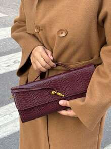 Burgundy Bag Cherry Red Envelope Wine Red Envelope Upscale New Handbag European And American Fash... | SHEIN