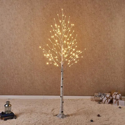 Pre Lit Birch Tree 2 Pack 128 Warm White LED White Twig Tree Lights For Indoor Outdoor Home Spring Easter Christmas Holiday Decorations | Wayfair North America